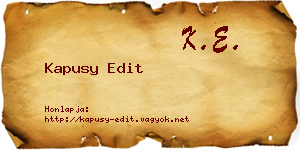 Kapusy Edit névjegykártya